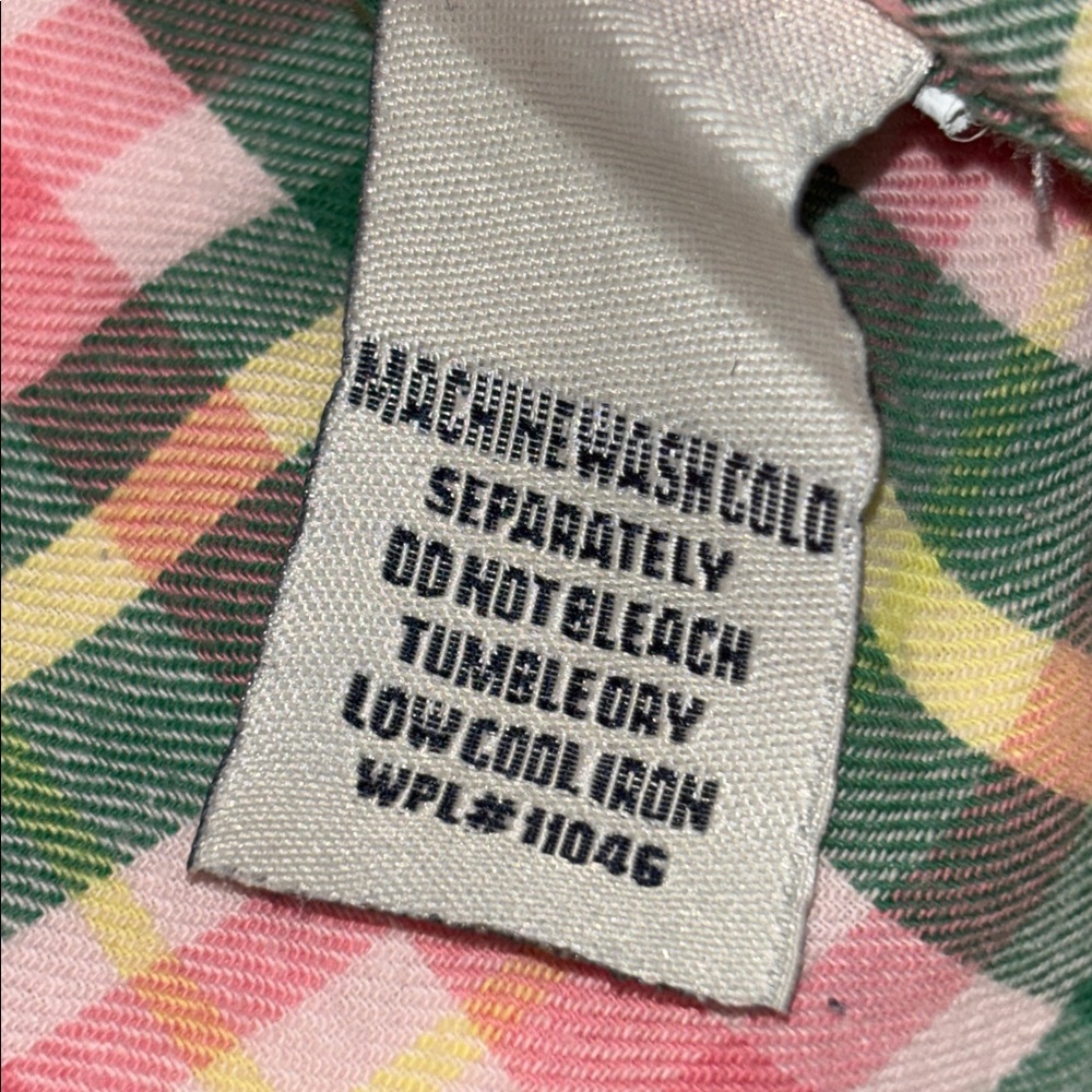 Vintage 1946 Preppy Plaid Button-Up Shirt Tropical Green Charleston Pink Lrg EUC - Picture 10 of 13